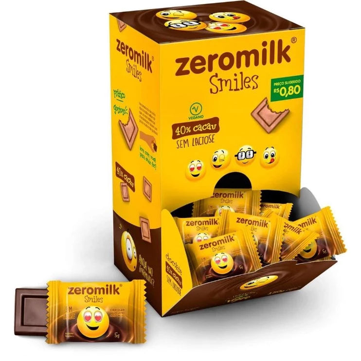 30 unidades de 5g de Chocolate 40% cacau Sem Lactose Vegano Zeromilk